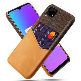 For OPPO Realme C25 Cloth Texture PC + PU Leather Back Cover Case with Card Slot(Orange)