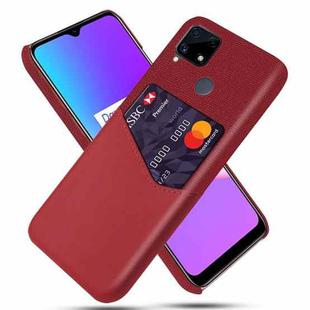 For OPPO Realme C25 Cloth Texture PC + PU Leather Back Cover Case with Card Slot(Red)