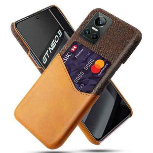 For OPPO Realme GT Neo3 Cloth Texture PC + PU Leather Back Cover Case with Card Slot(Orange)