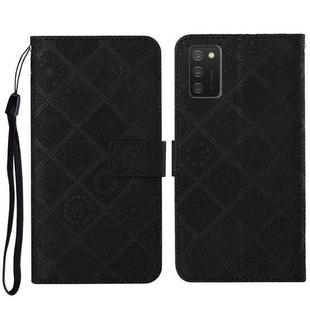 For Samsung Galaxy A03s 164mm Ethnic Style Embossed Pattern Leather Phone Case(Black)