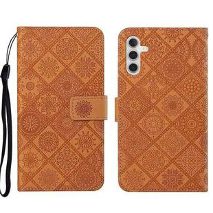 For Samsung Galaxy A13 5G Ethnic Style Embossed Pattern Leather Phone Case(Brown)