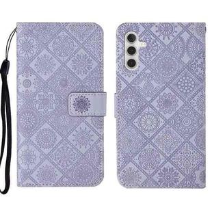 For Samsung Galaxy A13 5G Ethnic Style Embossed Pattern Leather Phone Case(Purple)