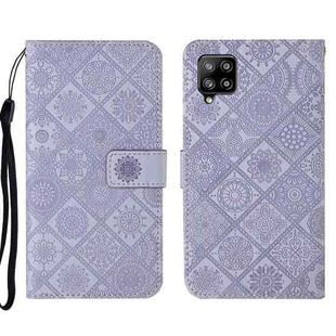 For Samsung Galaxy A22 4G Ethnic Style Embossed Pattern Leather Phone Case(Purple)