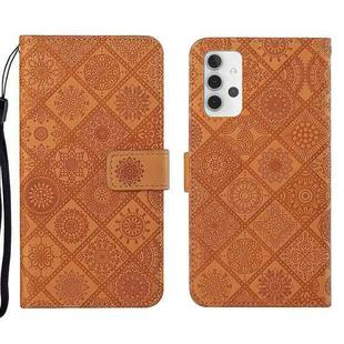 For Samsung Galaxy A32 4G Ethnic Style Embossed Pattern Leather Phone Case(Brown)