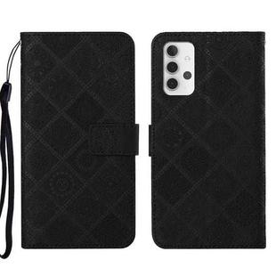For Samsung Galaxy A32 4G Ethnic Style Embossed Pattern Leather Phone Case(Black)