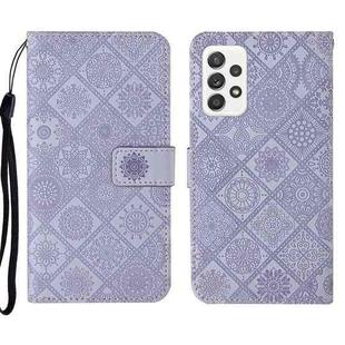 For Samsung Galaxy A53 Ethnic Style Embossed Pattern Leather Phone Case(Purple)