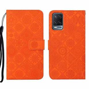 For OPPO A54 Ethnic Style Embossed Pattern Leather Phone Case(Orange)
