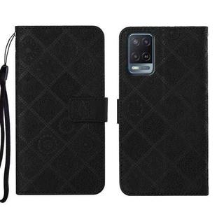 For OPPO A54 Ethnic Style Embossed Pattern Leather Phone Case(Black)