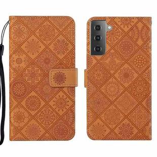 For Samsung Galaxy S22+ 5G Ethnic Style Embossed Pattern Leather Phone Case(Brown)