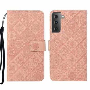 For Samsung Galaxy S22 5G Ethnic Style Embossed Pattern Leather Phone Case(Pink)