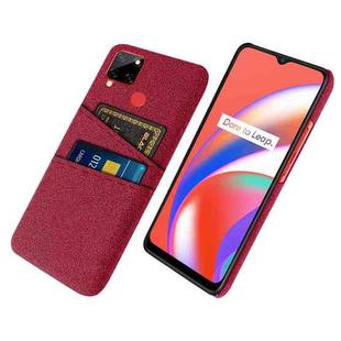For OPPO Realme C12 Cloth Texture PC + Nylon Phone Case with Dual Card Slots(Red)