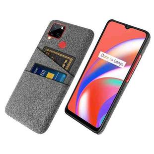 For OPPO Realme C12 Cloth Texture PC + Nylon Phone Case with Dual Card Slots(Grey)