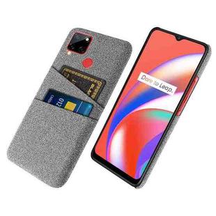 For OPPO Realme C12 Cloth Texture PC + Nylon Phone Case with Dual Card Slots(Light Grey)