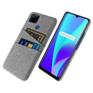 For OPPO Realme C15 Cloth Texture PC + Nylon Phone Case with Dual Card Slots(Light Grey)