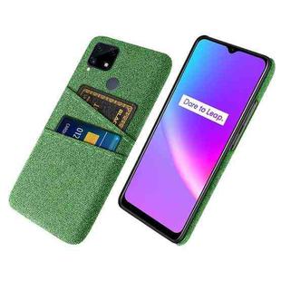 For OPPO Realme C25 Cloth Texture PC + Nylon Phone Case with Dual Card Slots(Green)