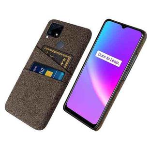 For OPPO Realme C25 Cloth Texture PC + Nylon Phone Case with Dual Card Slots(Brown)