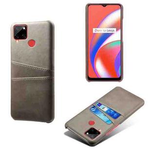 For OPPO Realme C12 Calf Texture PC + PU Leather Back Cover with Dual Card Slots(Grey)