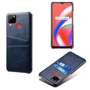 For OPPO Realme C12 Calf Texture PC + PU Leather Back Cover with Dual Card Slots(Blue)