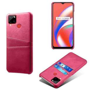 For OPPO Realme C12 Calf Texture PC + PU Leather Back Cover with Dual Card Slots(Rose Red)