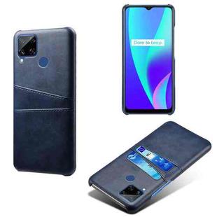 For OPPO Realme C15 Calf Texture PC + PU Leather Back Cover with Dual Card Slots(Blue)