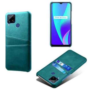 For OPPO Realme C15 Calf Texture PC + PU Leather Back Cover with Dual Card Slots(Green)