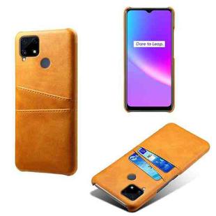 For OPPO Realme C25 Calf Texture PC + PU Leather Back Cover with Dual Card Slots(Orange)
