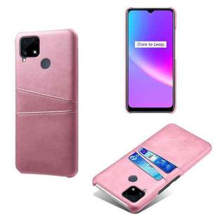 For OPPO Realme C25 Calf Texture PC + PU Leather Back Cover with Dual Card Slots(Pink)