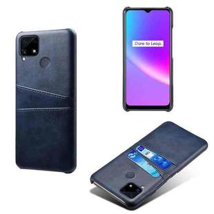 For OPPO Realme C25 Calf Texture PC + PU Leather Back Cover with Dual Card Slots(Blue)