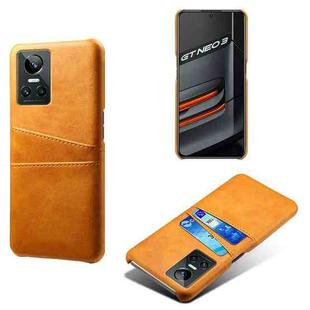 For OPPO Realme GT Neo3 Calf Texture PC + PU Leather Back Cover with Dual Card Slots(Orange)