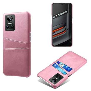 For OPPO Realme GT Neo3 Calf Texture PC + PU Leather Back Cover with Dual Card Slots(Pink)