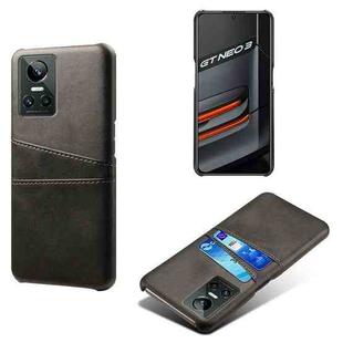 For OPPO Realme GT Neo3 Calf Texture PC + PU Leather Back Cover with Dual Card Slots(Black)