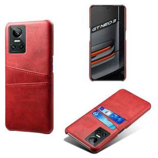 For OPPO Realme GT Neo3 Calf Texture PC + PU Leather Back Cover with Dual Card Slots(Red)