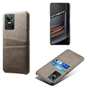 For OPPO Realme GT Neo3 Calf Texture PC + PU Leather Back Cover with Dual Card Slots(Grey)