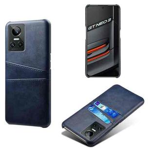 For OPPO Realme GT Neo3 Calf Texture PC + PU Leather Back Cover with Dual Card Slots(Blue)