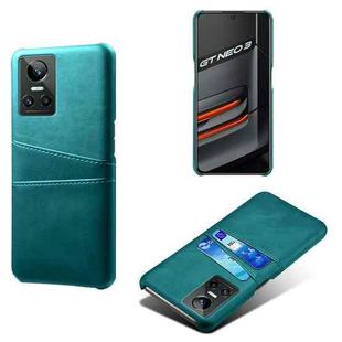 For OPPO Realme GT Neo3 Calf Texture PC + PU Leather Back Cover with Dual Card Slots(Green)