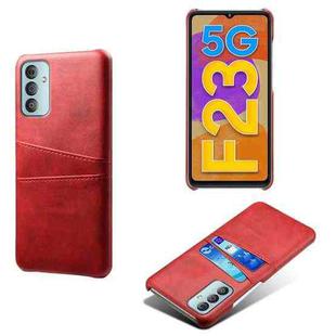For Samsung Galaxy F23 5G Calf Texture PC + PU Leather Back Cover with Dual Card Slots(Red)
