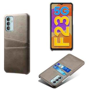 For Samsung Galaxy F23 5G Calf Texture PC + PU Leather Back Cover with Dual Card Slots(Grey)