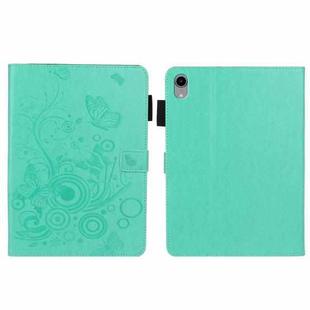 For iPad mini 6 Embossed Butterfly Pattern Smart Leather Tablet Case(Green)