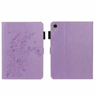 For iPad mini 6 Embossed Plum Bossom Pattern Smart Leather Tablet Case(Purple)