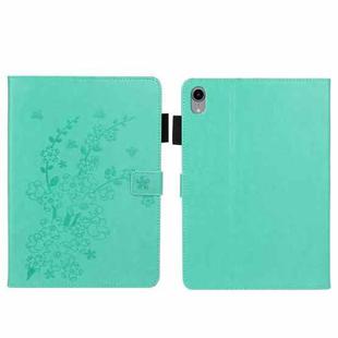 For iPad mini 6 Embossed Plum Bossom Pattern Smart Leather Tablet Case(Green)