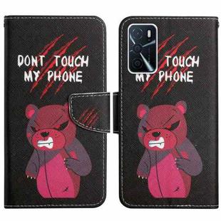For OPPO A16 Painted Pattern Flip Leather Phone Case(Red Bear)
