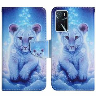 For OPPO A16 Painted Pattern Flip Leather Phone Case(Little Leopard)