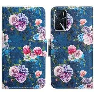 For OPPO A16 Painted Pattern Flip Leather Phone Case(Fluorescent Rose)