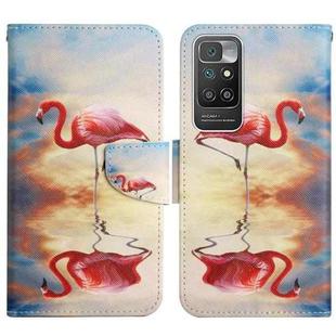 For Xiaomi Redmi 10 Painted Pattern Flip Leather Phone Case(Flamingo)