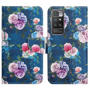 For Xiaomi Redmi 10 Painted Pattern Flip Leather Phone Case(Fluorescent Rose)