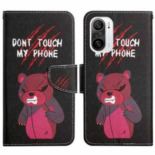 For Xiaomi Redmi K40 Painted Pattern Flip Leather Phone Case(Red Bear)
