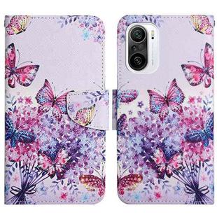 For Xiaomi Redmi K40 Painted Pattern Flip Leather Phone Case(Bright Butterfly)