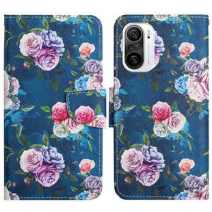 For Xiaomi Redmi K40 Painted Pattern Flip Leather Phone Case(Fluorescent Rose)