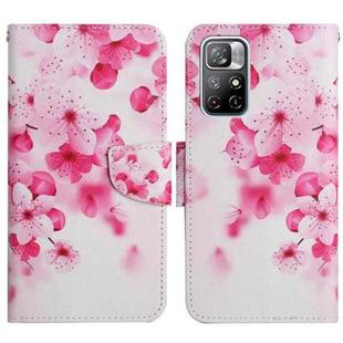 For Xiaomi Redmi Note 11 5G China Painted Pattern Flip Leather Phone Case(Red Flower)