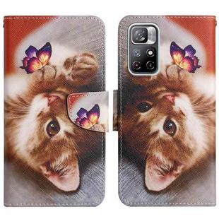 For Xiaomi Redmi Note 11 5G China Painted Pattern Flip Leather Phone Case(Butterfly Cat)